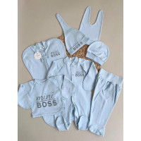 Летний набор одежды (7 предметов) Mini Boss Голубой для новорожденного мальчика в роддом