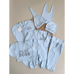 Летний набор одежды (7 предметов) Mini Boss Голубой для новорожденного мальчика в роддом
